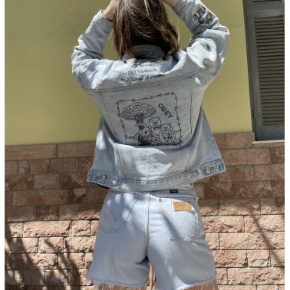 Obey Taylor Graphic Print Denim Jacket